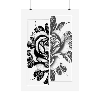 Black & White skull in rose