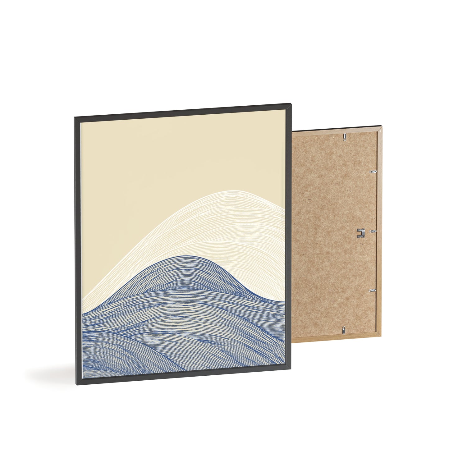 Coastal Waves Poster with Wooden Frame, Nautical Wall Art, Beach House Decor, Minimalist Print, Home Office Artwork