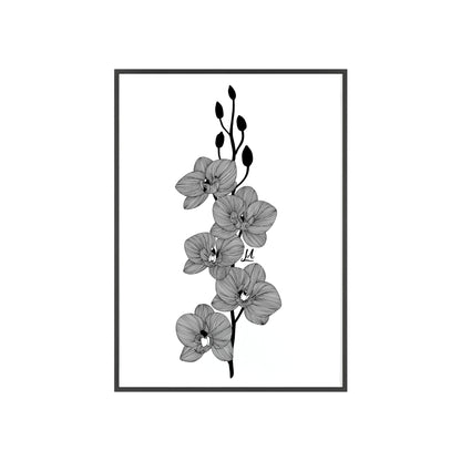 Elegant orchid line artwork - Framed.