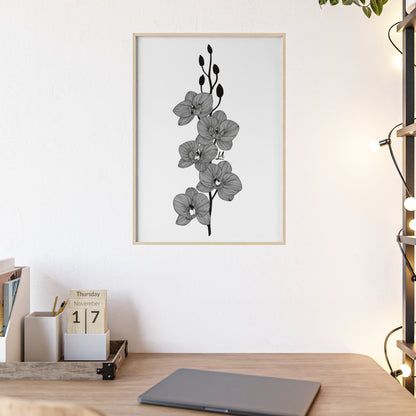 Elegant orchid line artwork - Framed.