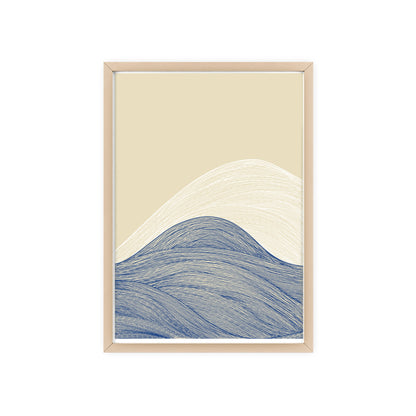 Coastal Waves Poster with Wooden Frame, Nautical Wall Art, Beach House Decor, Minimalist Print, Home Office Artwork