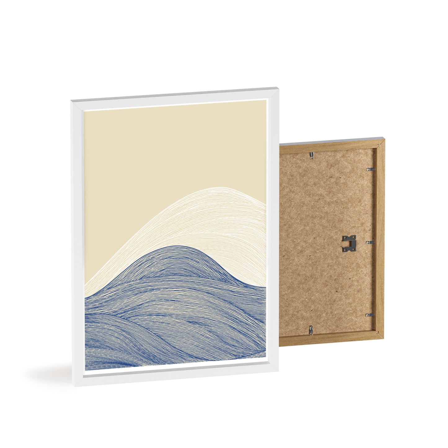 Coastal Waves Poster with Wooden Frame, Nautical Wall Art, Beach House Decor, Minimalist Print, Home Office Artwork