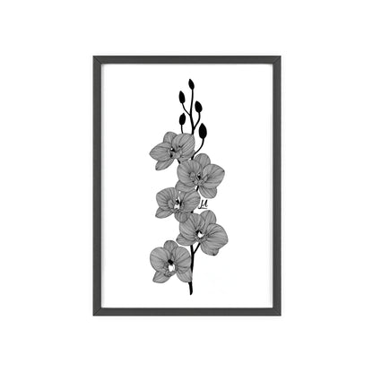 Elegant orchid line artwork - Framed.