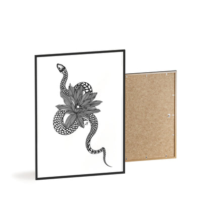 Serpent and flower artwork - Framed.
