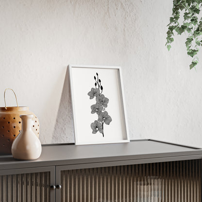 Elegant orchid line artwork - Framed.