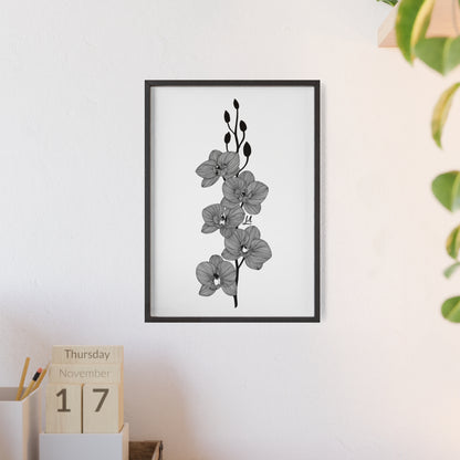 Elegant orchid line artwork - Framed.