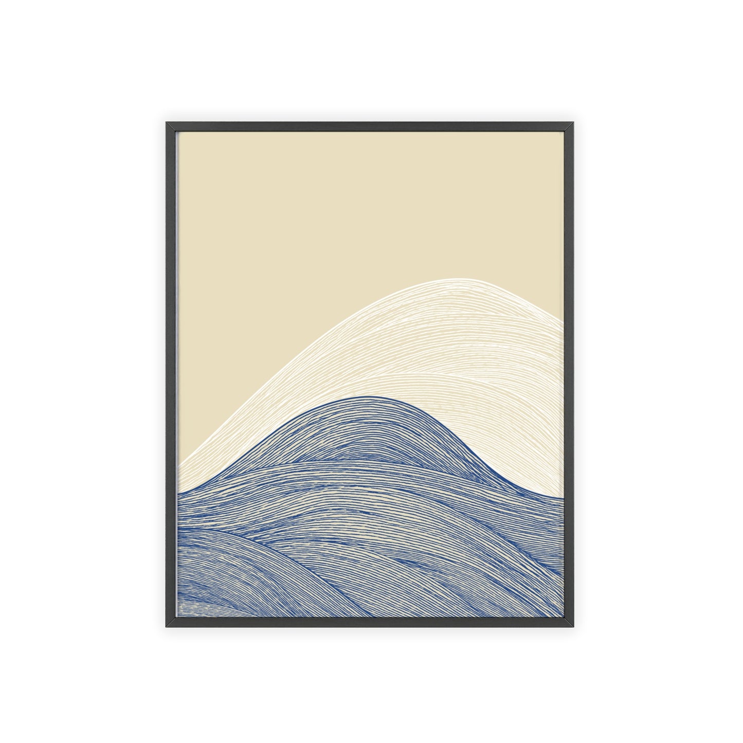 Coastal Waves Poster with Wooden Frame, Nautical Wall Art, Beach House Decor, Minimalist Print, Home Office Artwork