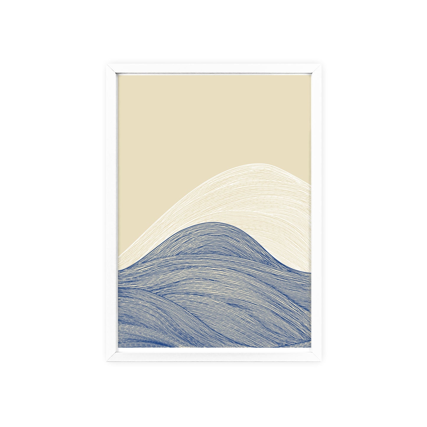 Coastal Waves Poster with Wooden Frame, Nautical Wall Art, Beach House Decor, Minimalist Print, Home Office Artwork