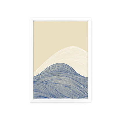 Coastal Waves Poster with Wooden Frame, Nautical Wall Art, Beach House Decor, Minimalist Print, Home Office Artwork