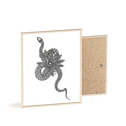 Serpent and flower artwork - Framed.