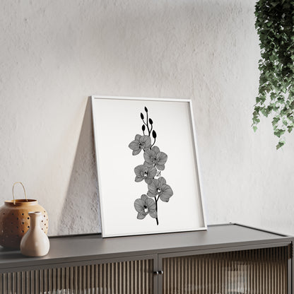 Elegant orchid line artwork - Framed.