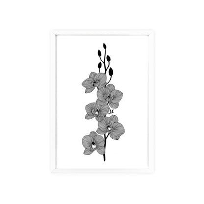 Elegant orchid line artwork - Framed.