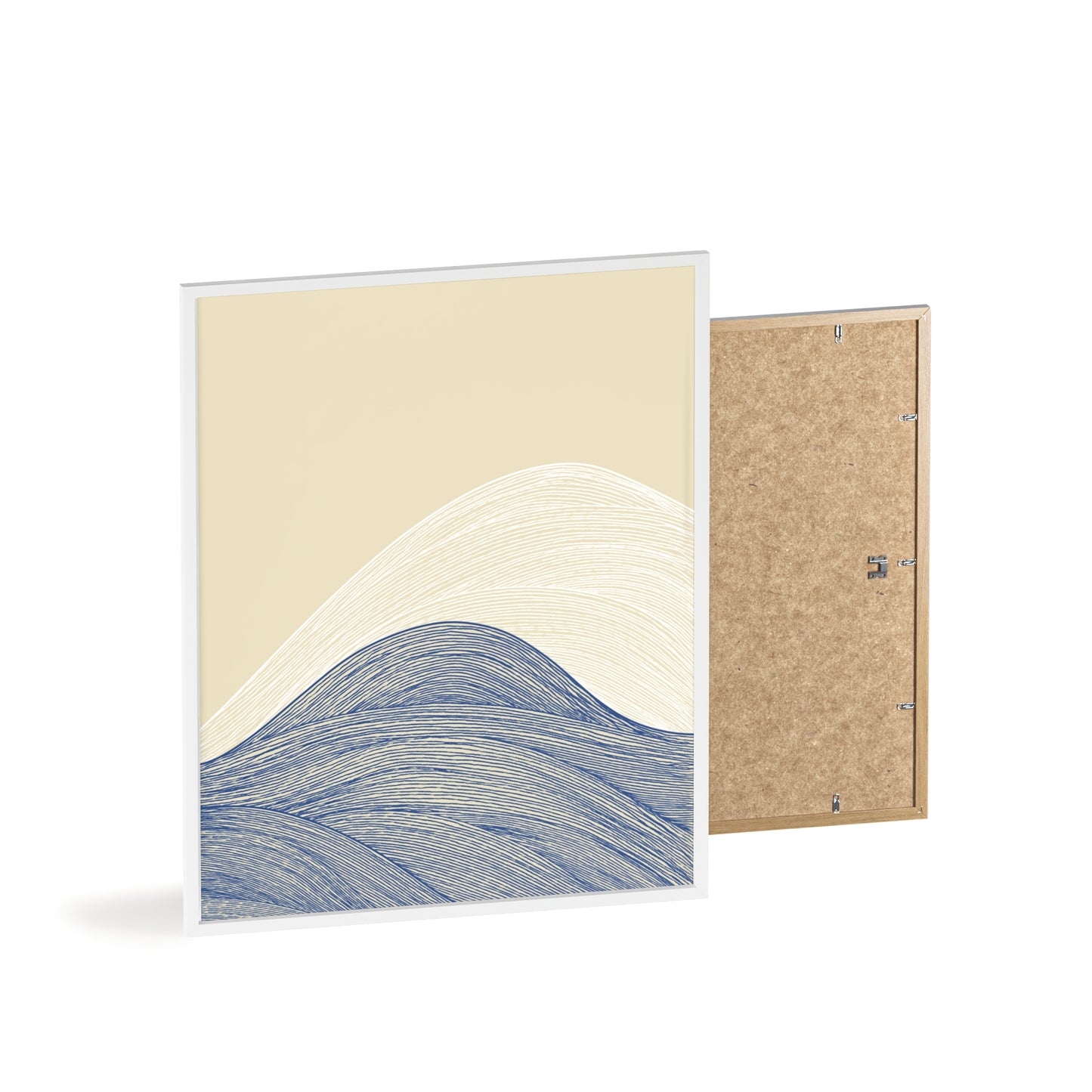 Coastal Waves Poster with Wooden Frame, Nautical Wall Art, Beach House Decor, Minimalist Print, Home Office Artwork
