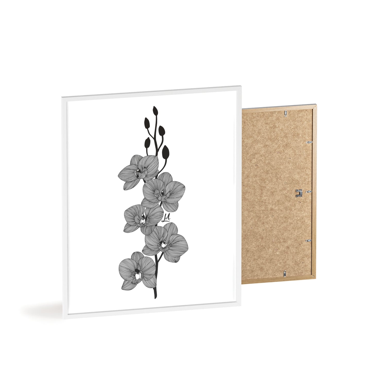 Elegant orchid line artwork - Framed.