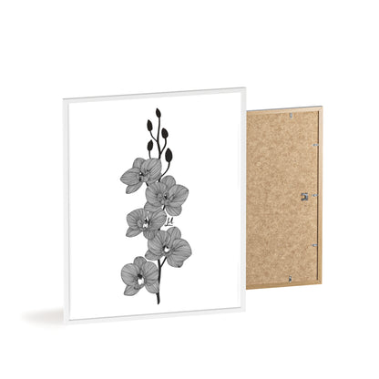 Elegant orchid line artwork - Framed.