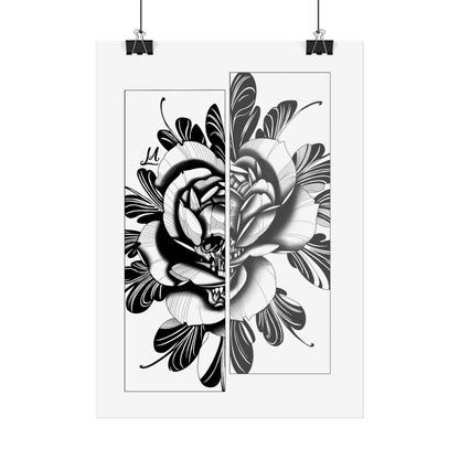 Black & White skull in rose